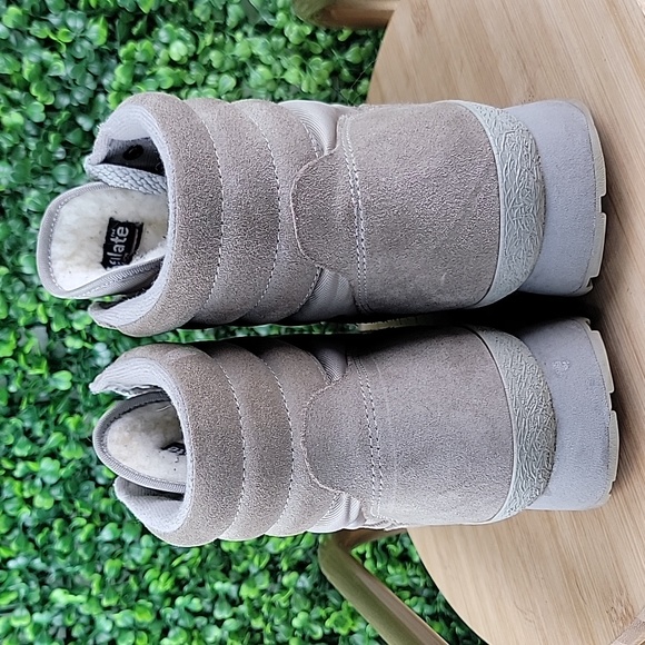 L.L Bean Vintage Thinsulate Women Leather Suede Laceup Trail Boot Taupe Grey 9N - Picture 8 of 13